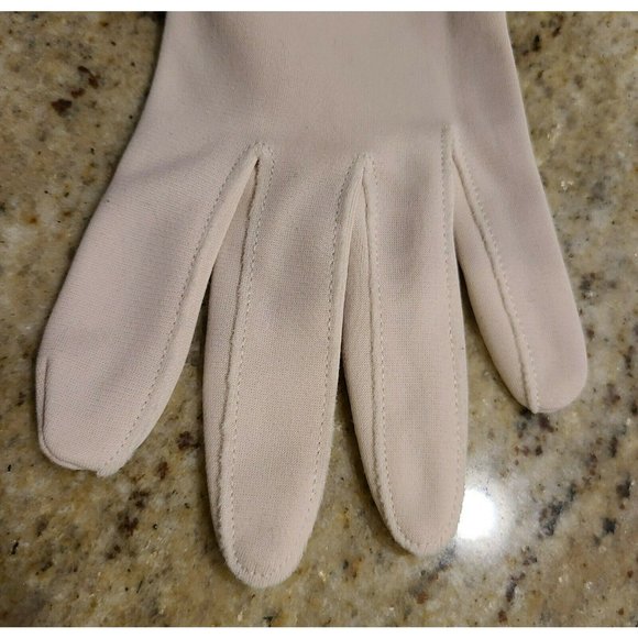Vtg Cream Color Nylon 10.5" Formal Stretch Women's Gloves. One size fits all USA - Picture 2 of 12